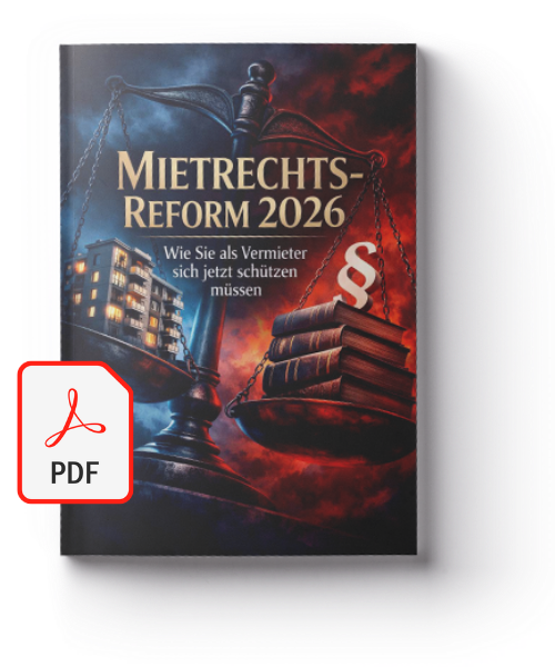 Cover des PDF-Reports: Mietrechtsreform 2026 – Wie Sie als Vermieter sich jetzt schützen müssen